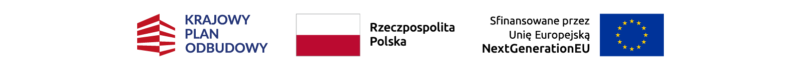 Logo: KPO, flaga Polski i UE