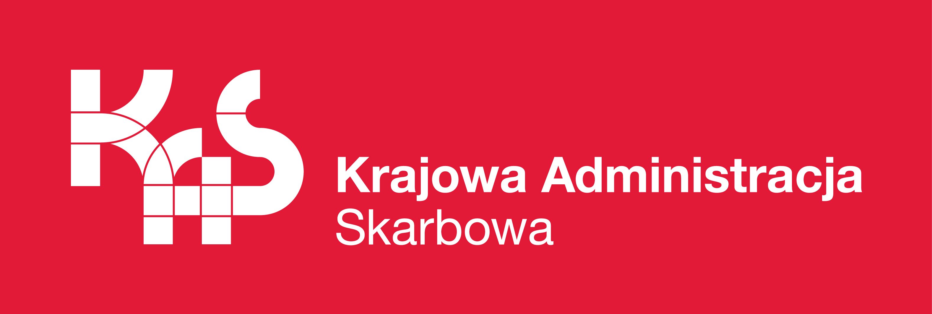 Logo KAS (na czerwonym tle napis: KAS obok Krajowa Administracja Skarbowa