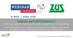 na białym tle napisy webinar z ekspertami KAS, ZUS 27.05.2021 godzina 10:00