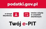 na białym tle napis e-urząd skarbowy, umów wizytę w urzędzie  skarbowym i podatki.gov.pl