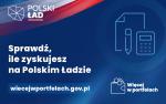 na niebieskim tle białe napisy: polski ład, sprawdź ile zyskasz na polskim ładzie, więcej w portfelach