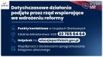 napis: dotychczasowe działania podjęte przez rząd wspierające we wdrożeniu reformy. Punkty kontaktowe w urzędach skarbowych, infolinia ministerstwa i KAS 227656464, helpdesk na więcejwportfelach.gov.pl, współpraca z dostawcami oprogramowania księgowo-płacowego.