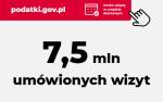 tekst: 7,5 mln umówionych wizyt, podatki gov.pl oraz umów wizytę w urzędzie skarbowym