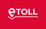 Na czerwonym tle biały napis: e-toll