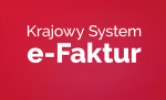na czerwonym tle biały napis: Krajowy System e-Faktur