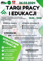plakat przedtwiający program Targów Pracy i Edukacji w Strzelcach Krajeńskich