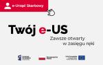 na białym tle napisy: e-urząd skarbowy, twój e-us zawsze otwarty w zasięgu ręki. 